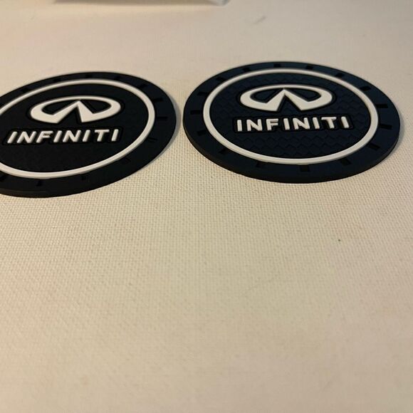 Infinity Car Cup Coasters in black set of 2 NWT - Picture 2 of 4